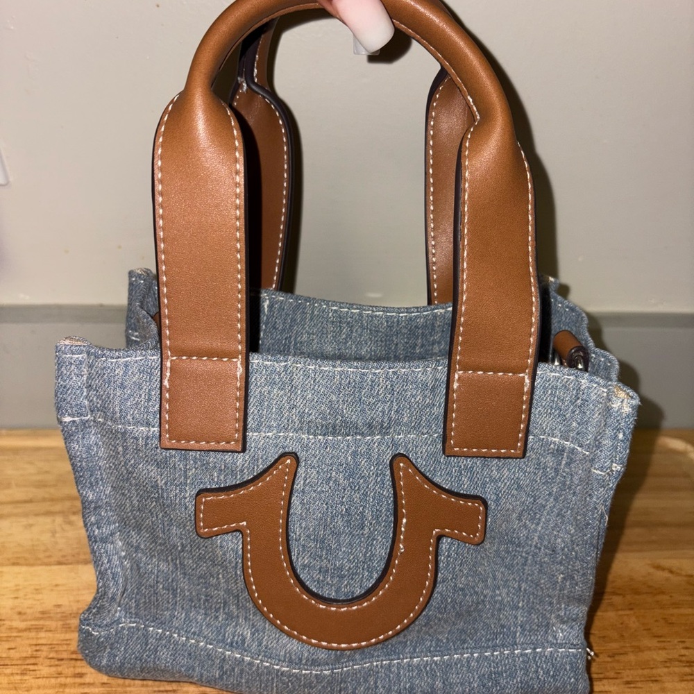 True Religion Denim and Brown Mini Tote Bag